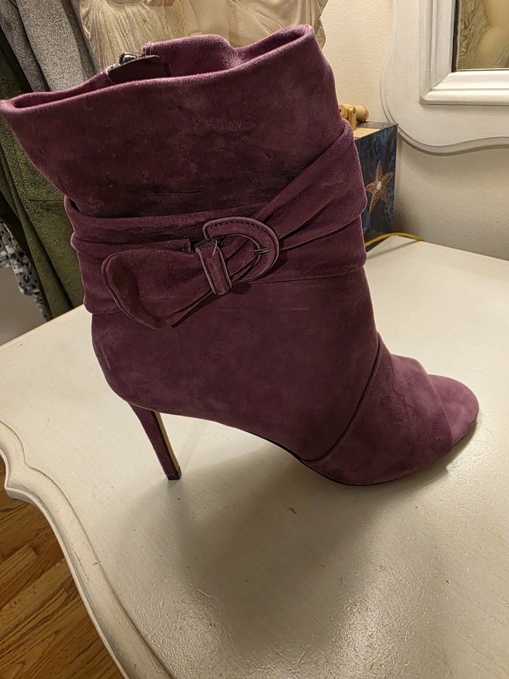 Vince Camuto Plum Suede Stiletto Ankle Boot